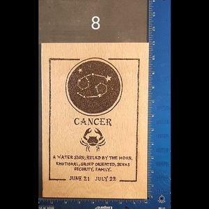 Cancer wood burned plaque